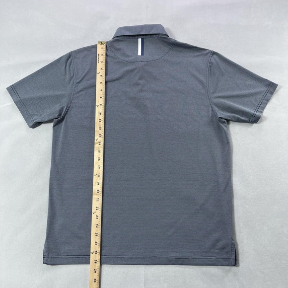 Rhoback Polo Shirt Mens Large Blue White Stripe Performance Stretch Golf - Picture 12 of 13